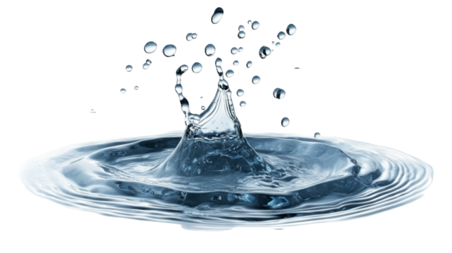 Water splash action nature png transparency background white environment close-up view fluid dynamics concept