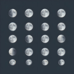 Obraz premium Set of icons full moon in the night