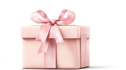 Pink Gift Box with Ribbon Isolated on White Background Vector Illustration