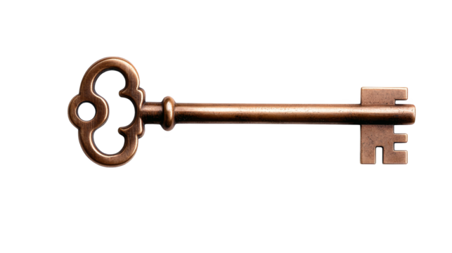 Unlocking potential, a single key on vibrant blue and green gradient background