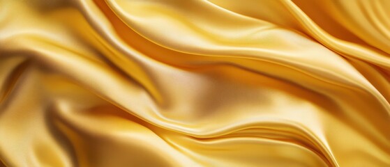 Fototapeta premium Gold silk fabric wall with soft flowing waves, luxurious and delicate aesthetic
