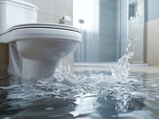 Toilet Overflowing: Plumbing Emergency and Water Damage in Bathroom