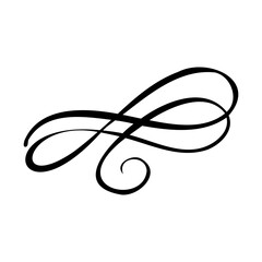Flourish swirl ornate decoration for pointed pen ink calligraphy style curl for lettering, vector