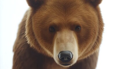 Fototapeta premium Brown Bear Portrait Against White Background in High Resolution
