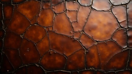 Fototapeta premium Abstract Brown Cracked Texture: A Detailed Macro Shot of Irregular Polygonal Shapes