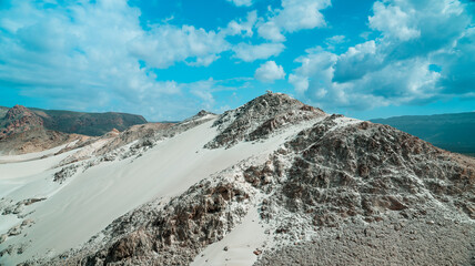 Stunning desert landscape of Socotra Island beneath a peaceful sky