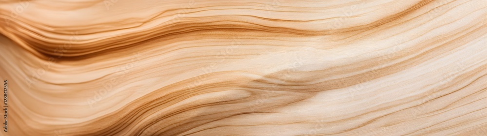 Poster Elegant flowing waves of soft beige and neutral tones create a captivating abstract fluid art background