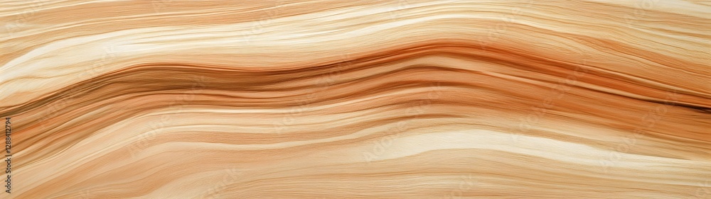 Poster Flowing abstract waves and curves in warm tones of orange and beige creating a dynamic and smooth background texture with a modern elegant and minimalist visual style