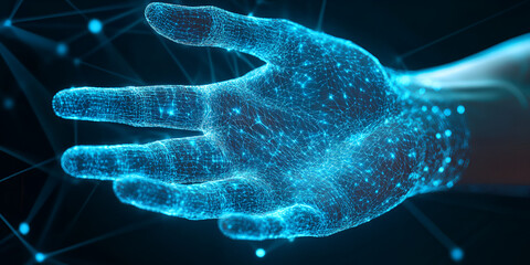 3D Handprint on Digital Interface | Biometric Authentication Concept
