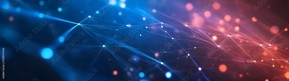 Aufkleber Futuristic digital network interconnection with glowing particles sparks and dynamic energy waves  Concept of advanced technology communication data and innovation