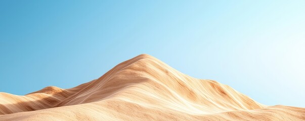 Weathering process concept. A serene view of gently rolling sand dunes under a clear blue sky.