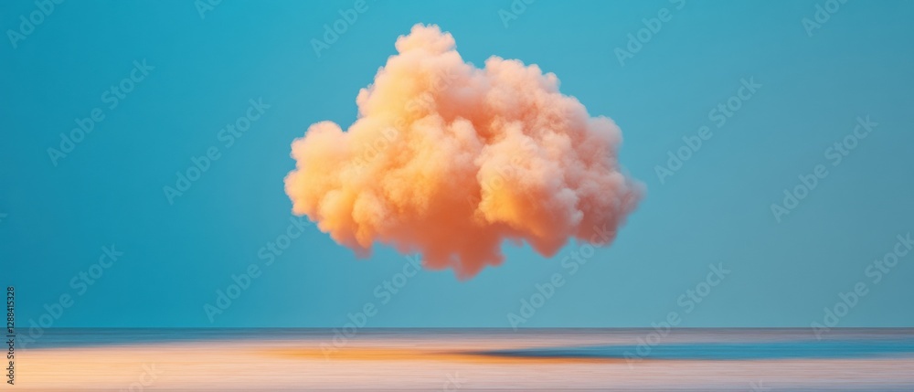 Poster Surreal Floating Cloud Over Tranquil Horizon Dreamlike Visuals with Soft Textures - Dynamic Art Content for Creative Marketing and Inspirational Branding