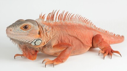 Obraz premium Red iguana reptile profile view on white