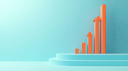Fototapeta premium Upward Trending Growth Minimalist 3D Render of Progress and Success