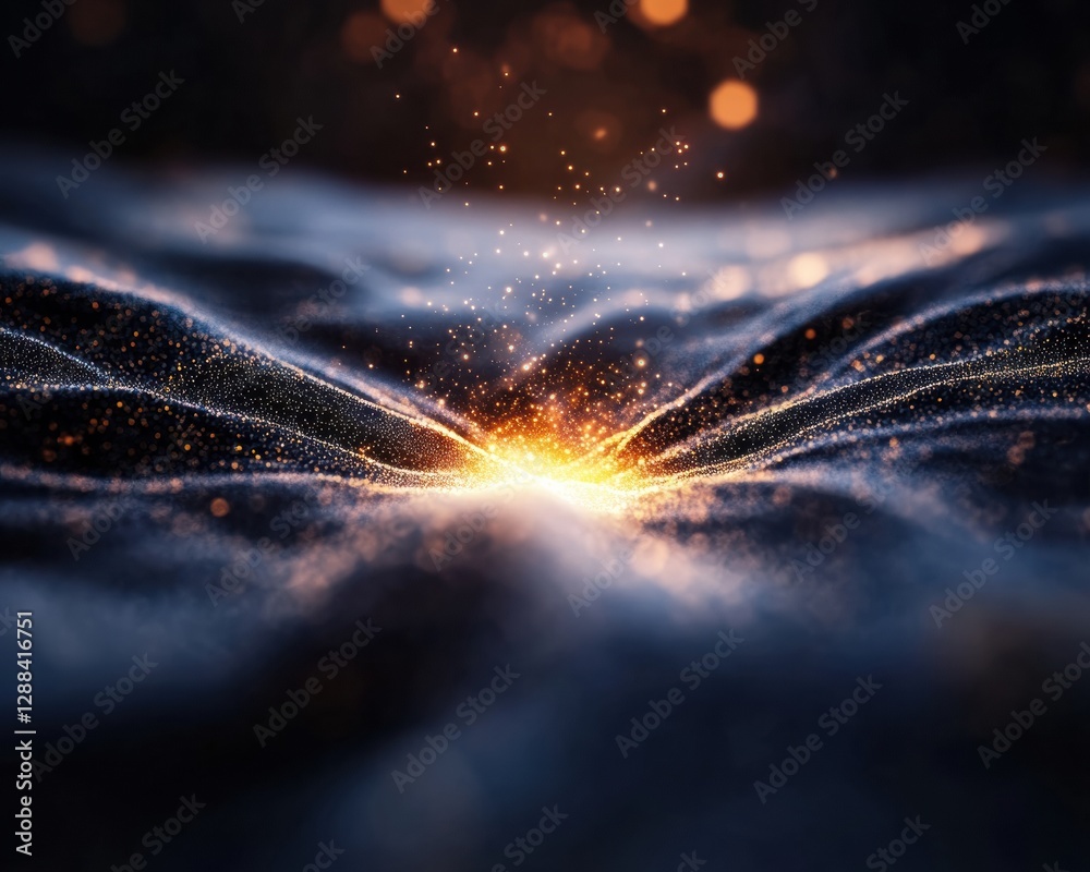 Poster Futuristic Neural Networks in Space Visualization Glowing Digital Web on Textured Starfield Canvas - Cutting-Edge Tech Imagery for Scientific Innovation and AI Integration