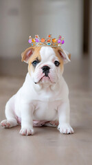 Fototapeta premium english bulldog in king's crown