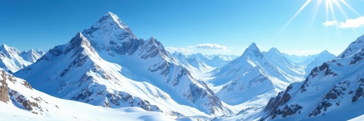 Obraz premium Crystal clear sky, dramatic snowy mountain range , stunning, ice, hills