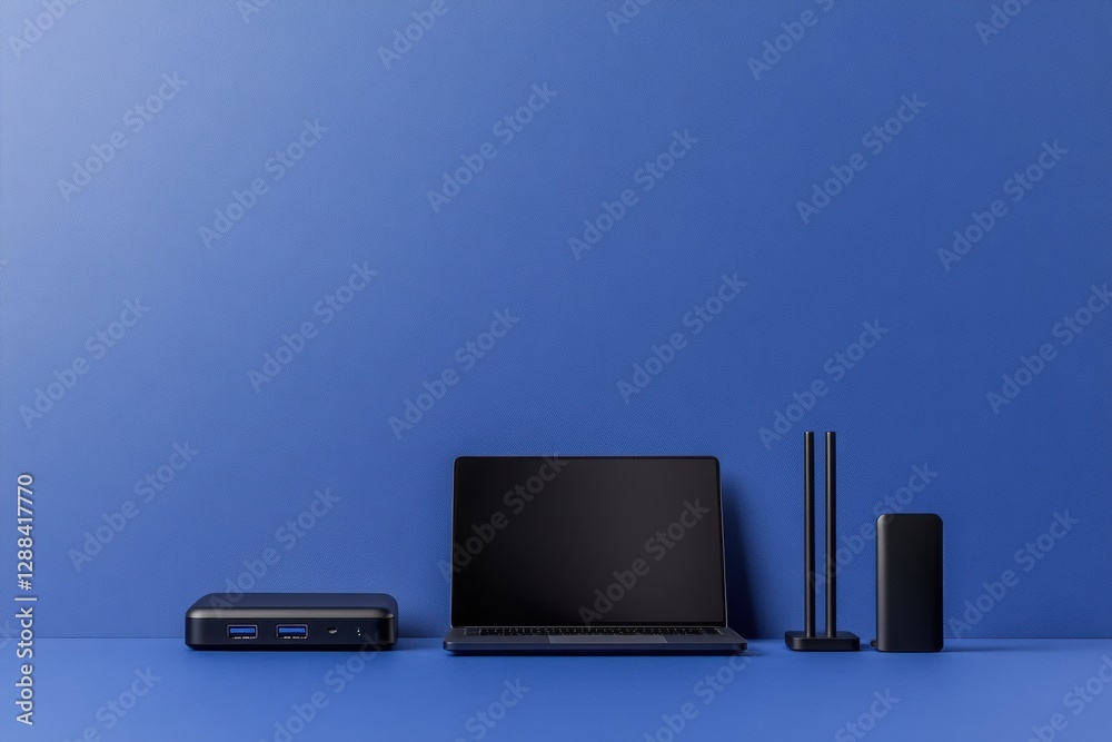 Leinwandbilder Minimalist Tech Display Sleek Matte Devices in Black and Silver for Modern Workspace Efficiency and Sophisticated Home Tech Solutions