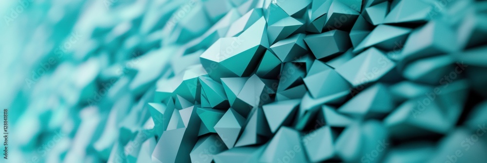 Poster geometric facade innovation abstract art in turquoise polygonal structures for modern design inspira