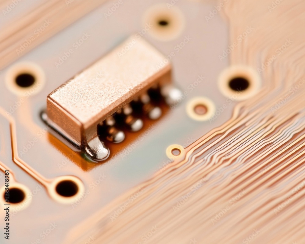 Aufkleber High-Resolution Circuit Board Close-Up Copper Textures with Processing Elements - Cutting-Edge Tech Infrastructure for Global Business Innovation and Digital Transformation