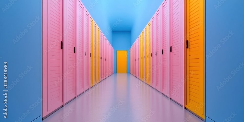 Aufkleber Vibrant Data Center Corridor Colorful Server Racks with Precision Cable Management - Transformative Tech Design for Enhanced Enterprise Infrastructure and Digital Efficiency