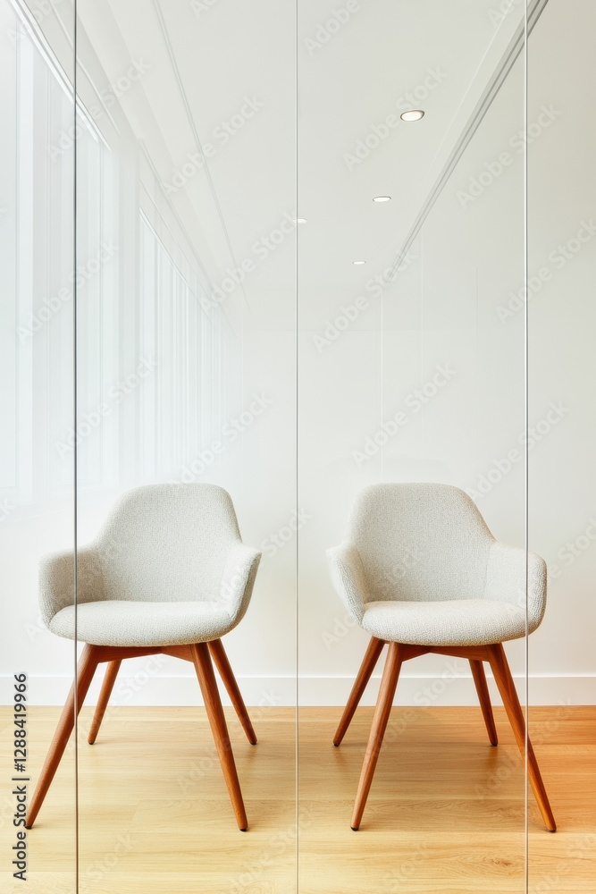 Aufkleber scandinavian minimalist meeting room glass-walled conference space with ergonomic chairs - corporate