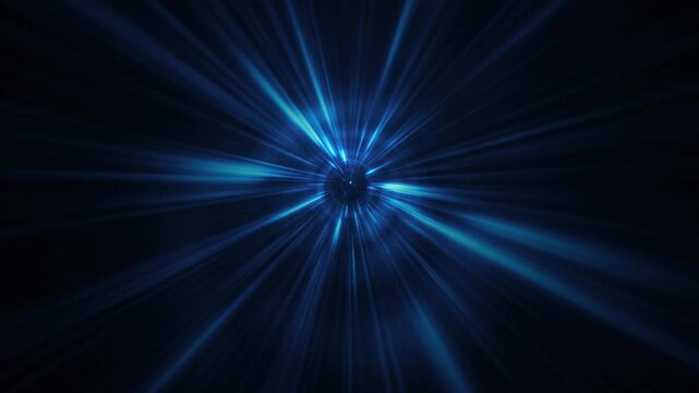 Dynamic futuristic sci-fi background with blue energy light beams zoom effect. Flying at warp speed through a space energy portal or wormhole. Full HD and looping motion background animation.