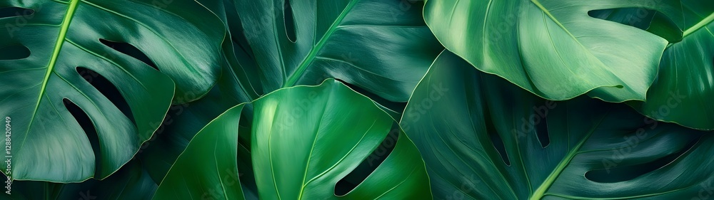Poster lush vibrant and verdant tropical foliage fills the frame creating a captivating natural background 
