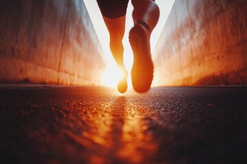 Sunset Urban Runway Dynamic Athletic Wear in Golden Hour Tunnel - Energizing Fitness Lifestyle Content and Motivational Campaigns for Active Living Promotion