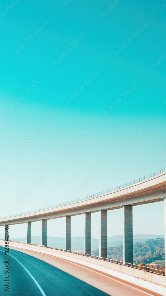 Poster elevated highway construction showcase modern engineering framework with sunlit support columns - ci