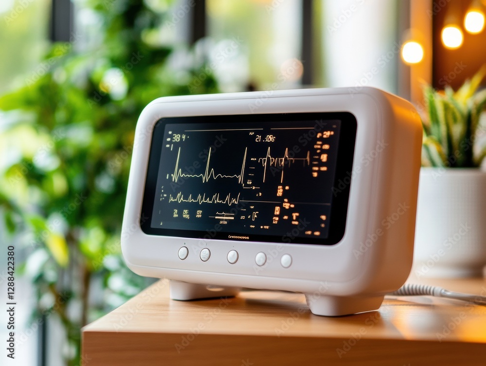 Aufkleber smart vital monitoring device sleek minimalist display in eco-designed icu for enhanced patient care
