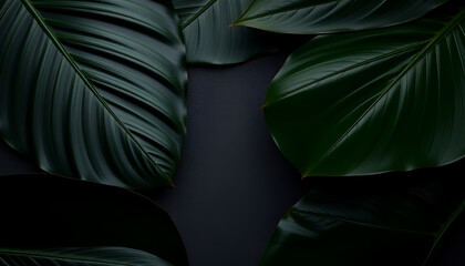 Obraz premium Abstract Black Tropical Leaf Texture for Modern Background 