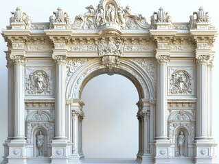 Obraz premium Ornate white stone archway detailed sculptures