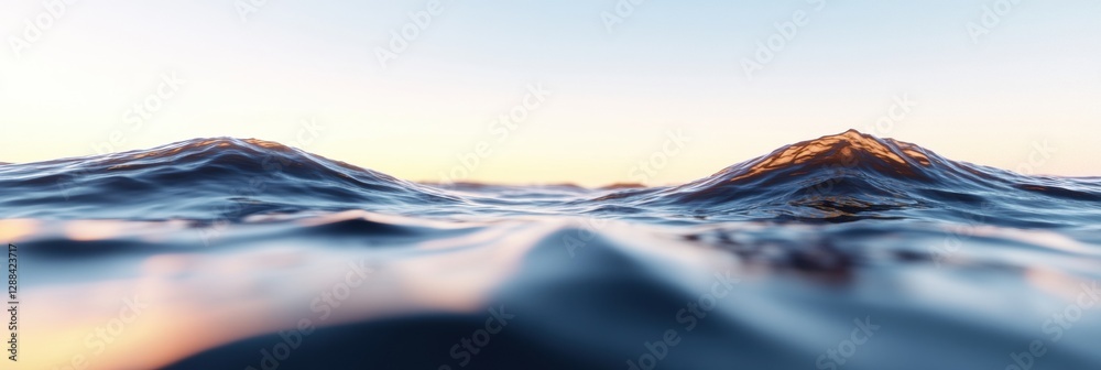 Poster dynamic ocean energy visualization cresting wave with textured foamy peak at dusk - natures force fo