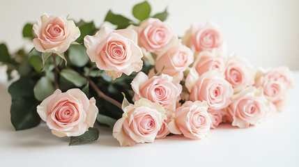 A bouquet of fresh pink roses arranged beautifully