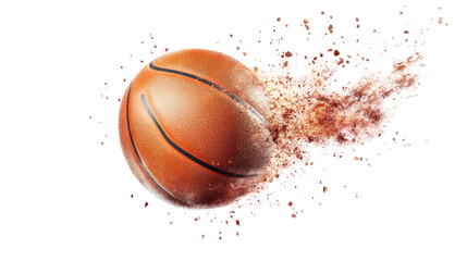Dynamic basketball motion sports arena png transparent background white dust explosion high energy concept