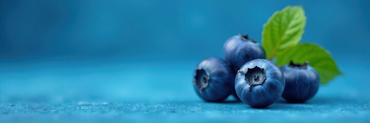 Obraz premium Single plump blueberry, vibrant blue backdrop, diet, sweet