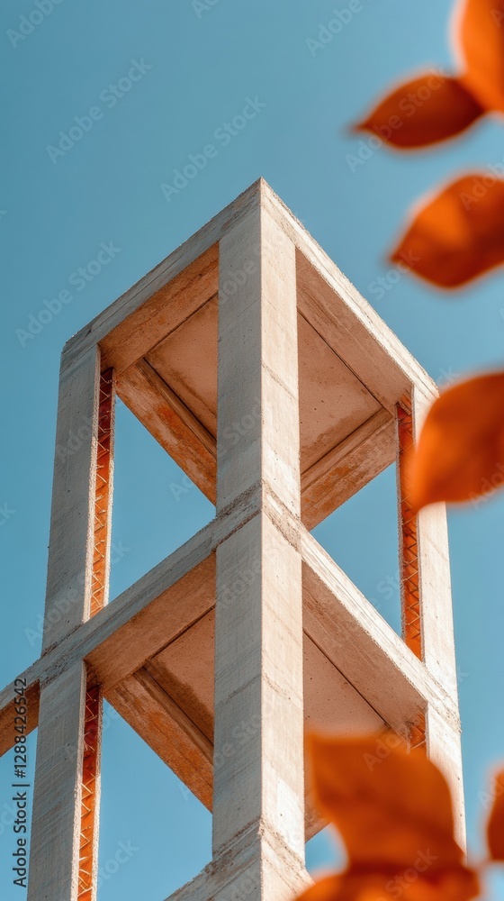 Fototapete Modern Minimalist Architecture Concrete Framework with Clean Lines and Reinforcement Bars - Advanced Construction Techniques for Urban Development and Sustainable Infrastructure