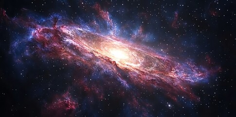 Fototapeta premium Exploring the Vast Galaxy with Nebulae and Stars in Deep Space