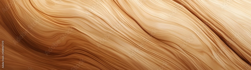 Poster Mesmerizing abstract background featuring a wave of warm flowing curves and organic textures in shades of golden amber and beige  The smooth silky patterns create a serene calming
