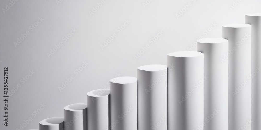 Fototapete Sleek Modern Graph Display Monochrome Cylindrical Steps on Matte Background - Data Visualization and Contemporary Office Decor for Business Insight Optimization