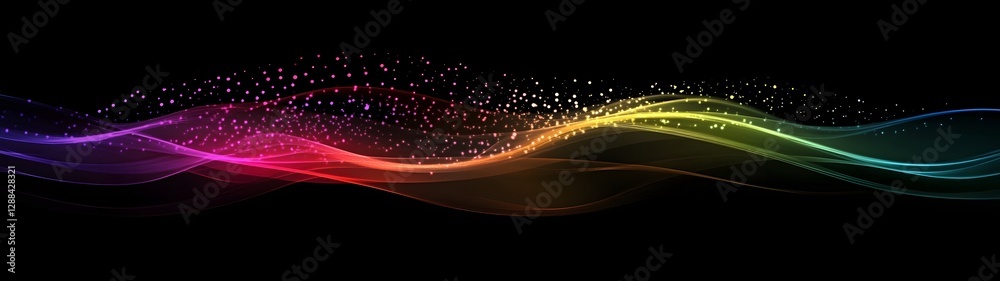 Poster Mesmerizing abstract background with dynamic flowing waves of vibrant colors glowing lights and shimmering prismatic gradients  The image creates a sense of energy motion and a digital