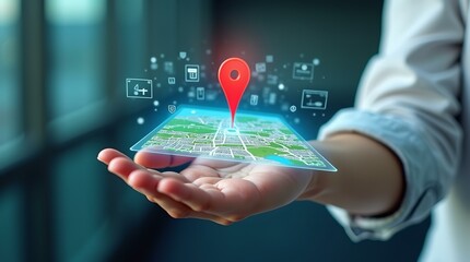 Augmented Reality Navigation Map – Ideal for Location Tracking, Smart Technology, Digital Innovation, Travel Assistance, GPS Mapping