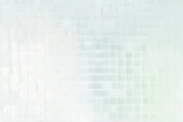 Tiled glass wall or window close up. Iridescent design with a light pastel blue texture. Translucent pearlescent background with frosted acrylic and fluted accents. 