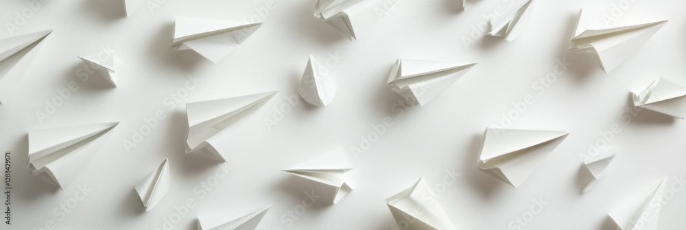 Aufkleber geometric minimalism in business dynamic paper planes on white canvas - strategic innovation visuals