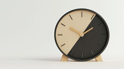 Modern Minimalist Two-Tone Wood Clock Design Home Decor