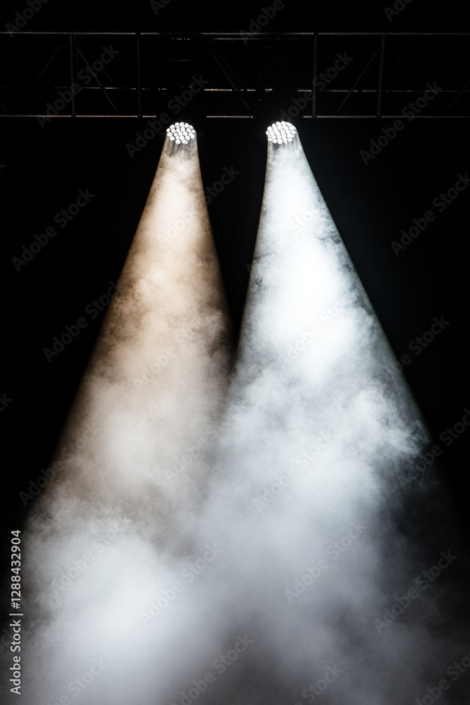 Aufkleber dynamic stage lighting setup high-contrast led spotlights amidst fog - event production quality and 