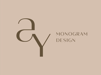 AY letter logo icon design. Classic style luxury initials monogram.
