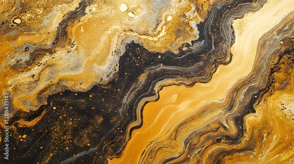 Aufkleber Mesmerizing Fluid Art with Swirling Metallic Tones and Prismatic Patterns  Vibrant and dynamic abstract background with flowing iridescent color combinations and hypnotic kaleidoscopic designs