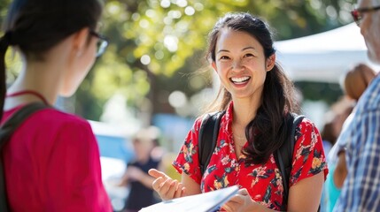 Outreach workers helping people at a public health fair